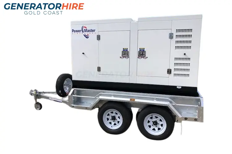60kVA Power Master Trailer Mounted Diesel Generator available for Hire from Generator Hire Gold Coast
